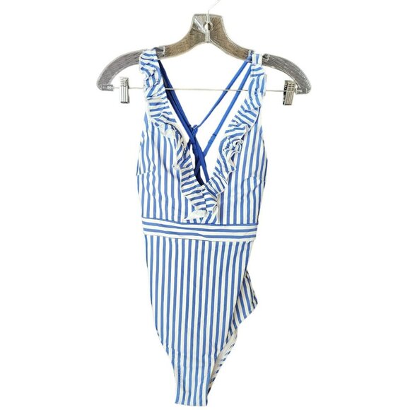 Cupshe Women's Small One Piece Swimsuit Sailor Ruffled Back Cross Nautica - Picture 3 of 10